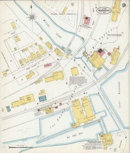 Sanborn Fire Insurance Map from Menomonie, Dunn County, Wisconsin (1902), Sheet #0009 - Complete Map Set gallery image, historic Sanborn map, vintage wall art, Wisconsin Wisconsin