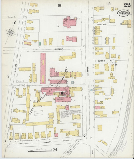 Sanborn Fire Insurance Map from Concord, Merrimack County, New Hampshire (1899), Sheet #0022 - Historic Sanborn Fire Insurance Map Print, vintage old map wall art, antique decor, genealogy gift, New Hampshire New Hampshire map