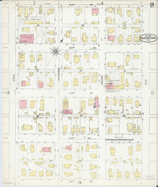Sanborn Fire Insurance Map from Beardstown, Cass County, Illinois (1906), Sheet #0009 - Historic Sanborn Fire Insurance Map Print, vintage old map wall art, antique decor, genealogy gift, Illinois Illinois map