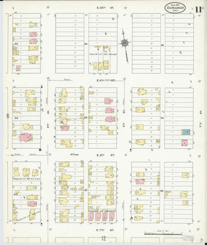 Sanborn Fire Insurance Map from Durango, La Plata County, Colorado (1910), Sheet #0011 - Complete Map Set gallery image, historic Sanborn map, vintage wall art, Colorado Colorado