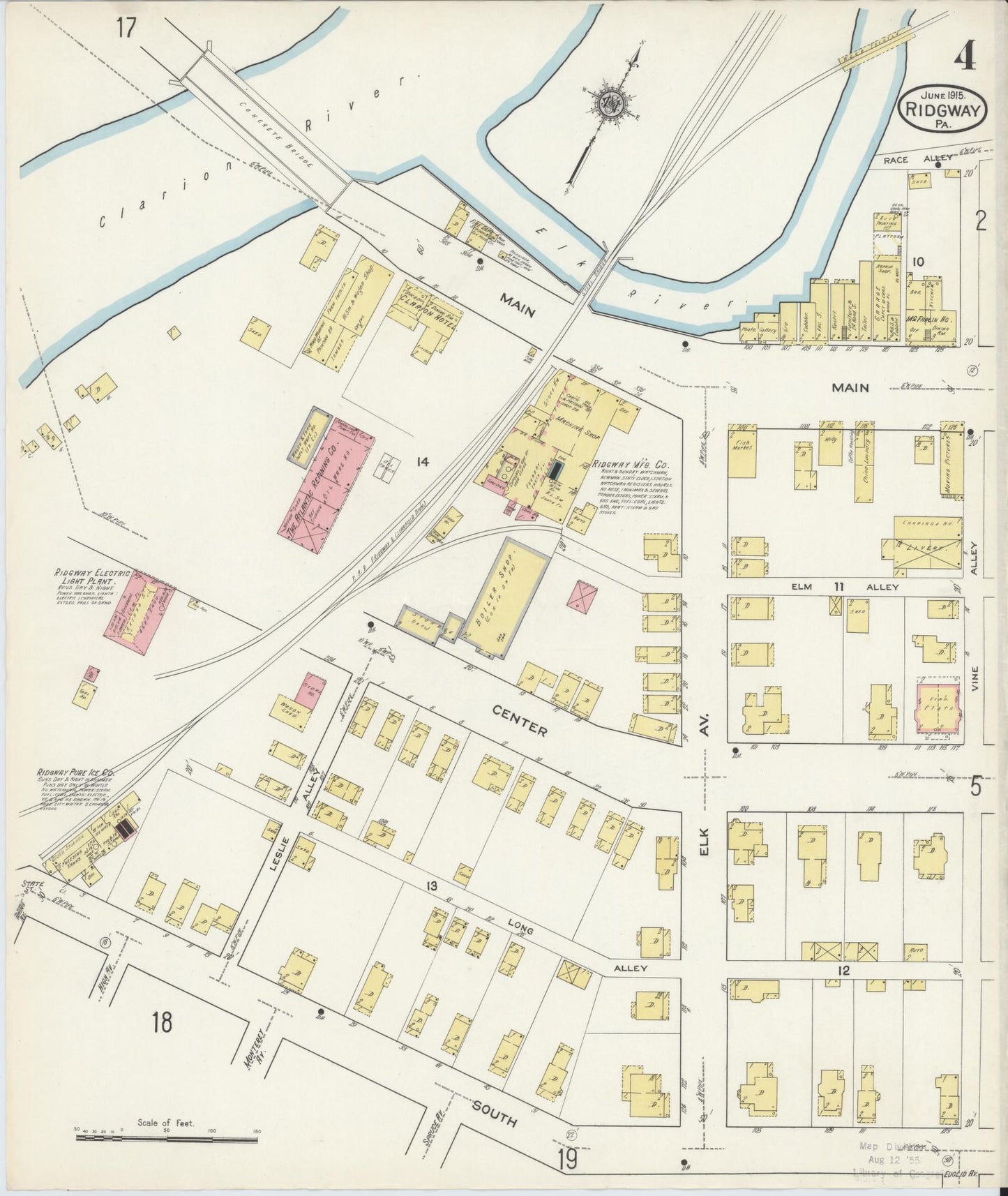 Sanborn Fire Insurance Map from Ridgway, Elk County, Pennsylvania (1915), Sheet #0004 - Historic Sanborn Fire Insurance Map Print, vintage old map wall art, antique decor, genealogy gift, Pennsylvania Pennsylvania map