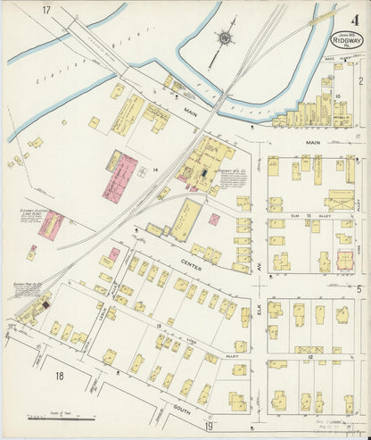 Sanborn Fire Insurance Map from Ridgway, Elk County, Pennsylvania (1915), Sheet #0004 - Historic Sanborn Fire Insurance Map Print, vintage old map wall art, antique decor, genealogy gift, Pennsylvania Pennsylvania map