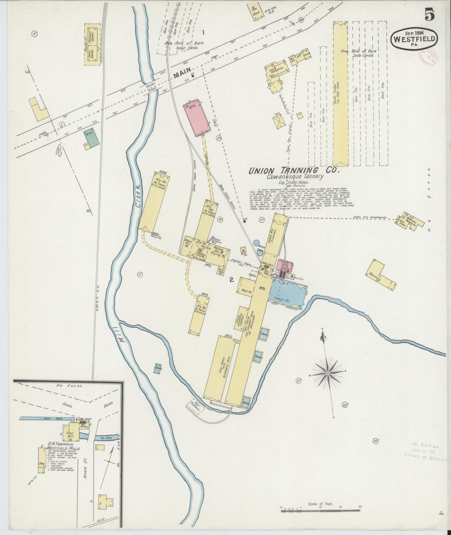 Sanborn Fire Insurance Map from Westfield, Tioga County, Pennsylvania (1894), Sheet #0005 - Complete Map Set gallery image, historic Sanborn map, vintage wall art, Pennsylvania Pennsylvania
