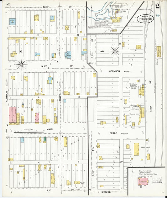 Sanborn Fire Insurance Map from Stockton, Rooks County, Kansas (1899), Sheet #0002 - Historic Sanborn Fire Insurance Map Print, vintage old map wall art, antique decor, genealogy gift, Kansas Kansas map