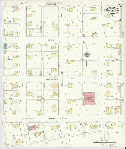 Sanborn Fire Insurance Map from Covington, Fountain County, Indiana (1910), Sheet #0002 - Historic Sanborn Fire Insurance Map Print, vintage old map wall art, antique decor, genealogy gift, Indiana Indiana map