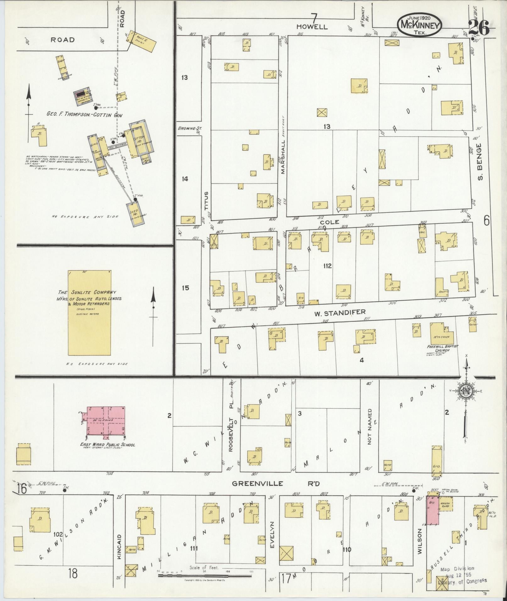 Sanborn Fire Insurance Map from McKinney, Collin County, Texas (1920), Sheet #0026 - Historic Sanborn Fire Insurance Map Print, vintage old map wall art, antique decor, genealogy gift, Texas Texas map