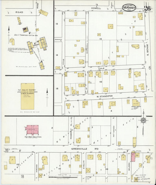 Sanborn Fire Insurance Map from McKinney, Collin County, Texas (1920), Sheet #0026 - Historic Sanborn Fire Insurance Map Print, vintage old map wall art, antique decor, genealogy gift, Texas Texas map