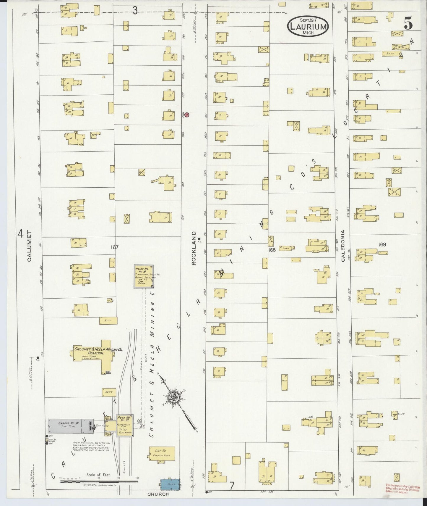 Sanborn Fire Insurance Map from Laurium, Houghton County, Michigan (1917), Sheet #0005 - Complete Map Set gallery image, historic Sanborn map, vintage wall art, Michigan Michigan