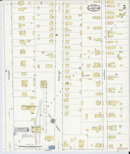 Sanborn Fire Insurance Map from Laurium, Houghton County, Michigan (1917), Sheet #0005 - Complete Map Set gallery image, historic Sanborn map, vintage wall art, Michigan Michigan