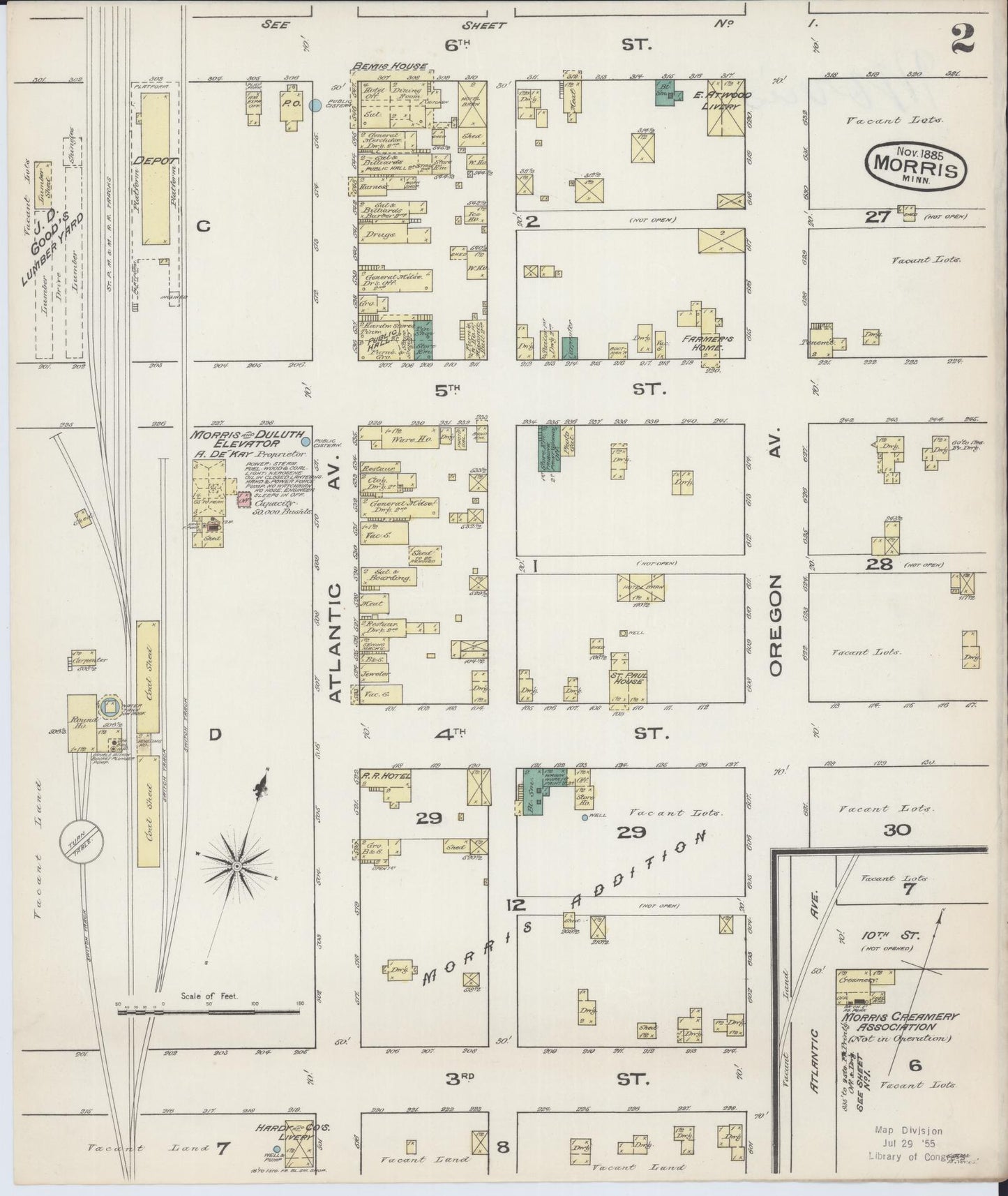 Sanborn Fire Insurance Map from Morris, Stevens County, Minnesota (1885), Sheet #0002 - Historic Sanborn Fire Insurance Map Print, vintage old map wall art, antique decor, genealogy gift, Minnesota Minnesota map