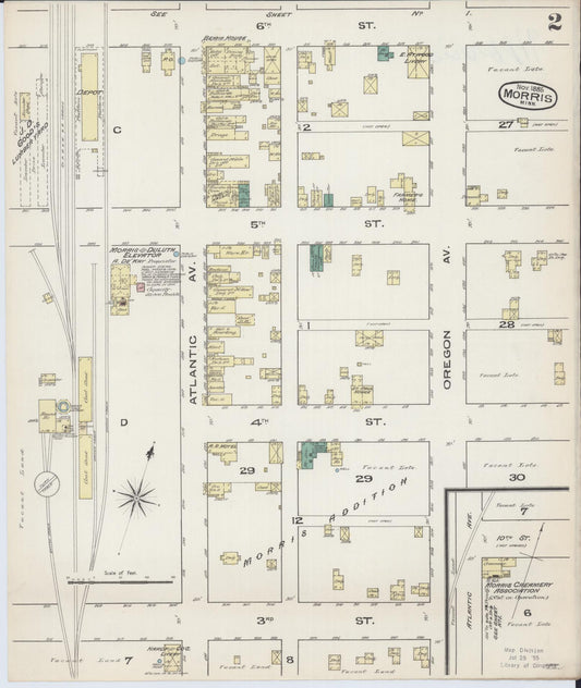 Sanborn Fire Insurance Map from Morris, Stevens County, Minnesota (1885), Sheet #0002 - Historic Sanborn Fire Insurance Map Print, vintage old map wall art, antique decor, genealogy gift, Minnesota Minnesota map