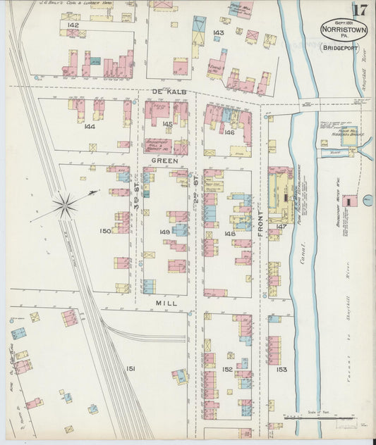 Sanborn Fire Insurance Map from Norristown, Montgomery County, Pennsylvania (1891), Sheet #0017 - Historic Sanborn Fire Insurance Map Print, vintage old map wall art, antique decor, genealogy gift, Pennsylvania Pennsylvania map