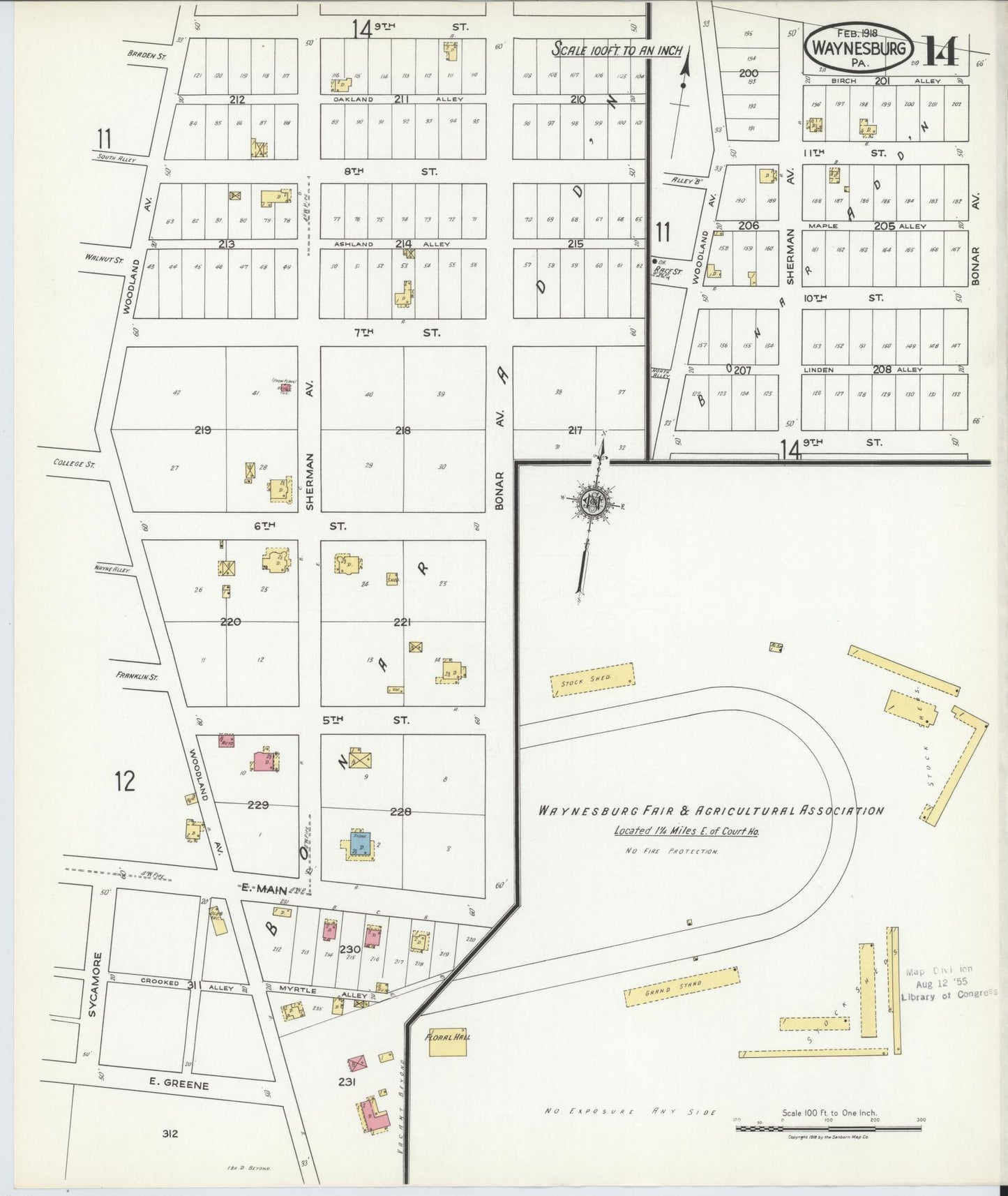 Sanborn Fire Insurance Map from Waynesburg, Greene County, Pennsylvania (1918), Sheet #0014 - Complete Map Set gallery image, historic Sanborn map, vintage wall art, Pennsylvania Pennsylvania