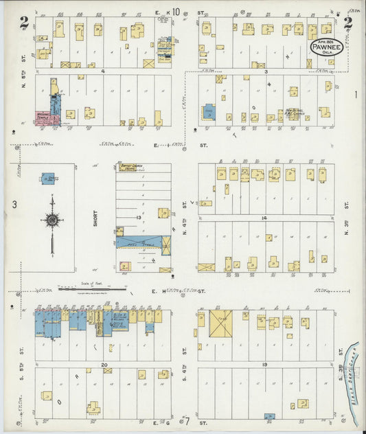 Sanborn Fire Insurance Map from Pawnee, Pawnee County, Oklahoma (1924), Sheet #0002 - Historic Sanborn Fire Insurance Map Print, vintage old map wall art, antique decor, genealogy gift, Oklahoma Oklahoma map