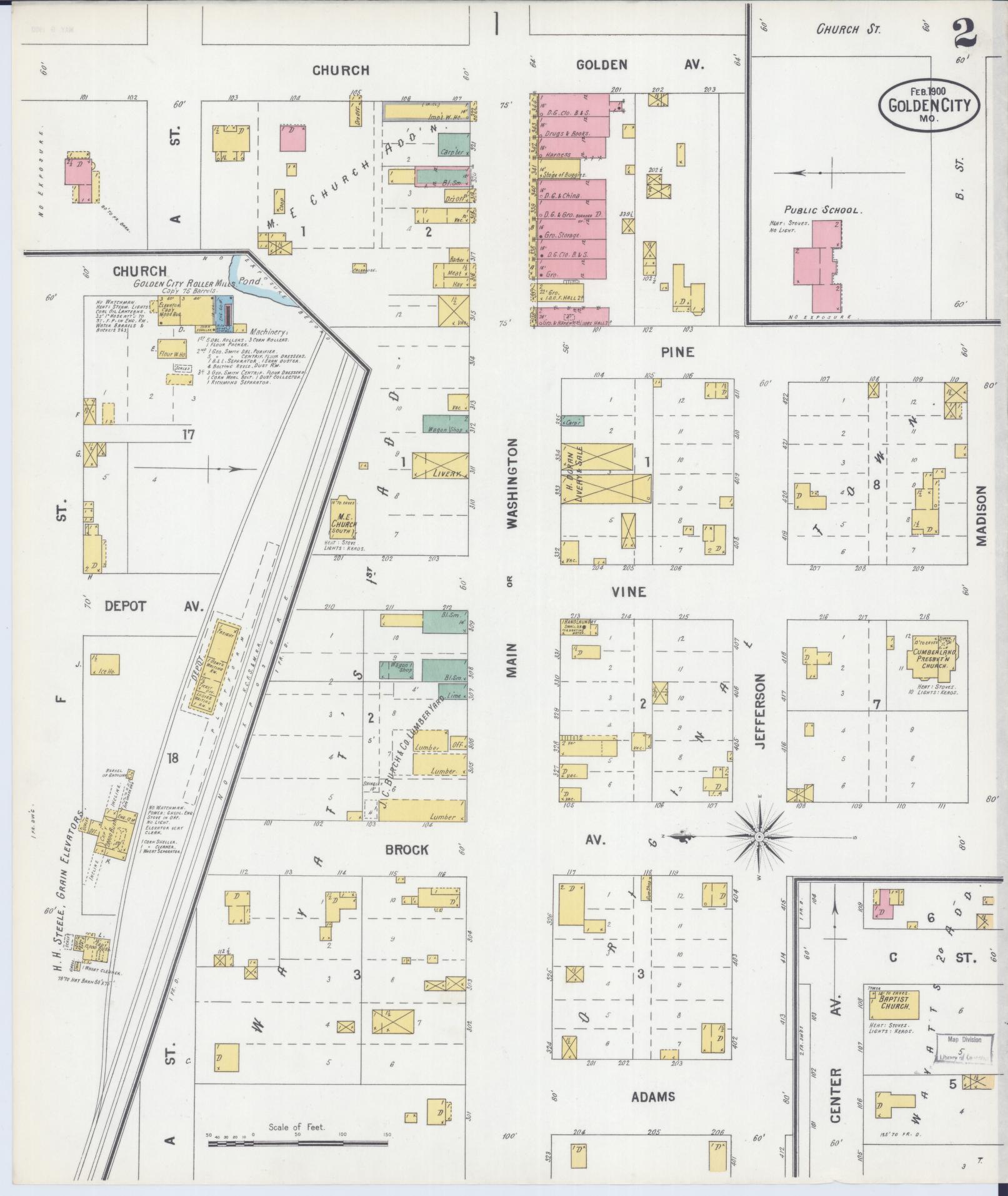 Sanborn Fire Insurance Map from Golden City, Barton County, Missouri (1900), Sheet #0002 - Complete Map Set gallery image, historic Sanborn map, vintage wall art, Missouri Missouri