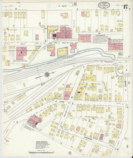 Sanborn Fire Insurance Map from Du Bois, Clearfield County, Pennsylvania (1913), Sheet #0017 - Historic Sanborn Fire Insurance Map Print, vintage old map wall art, antique decor, genealogy gift, Pennsylvania Pennsylvania map