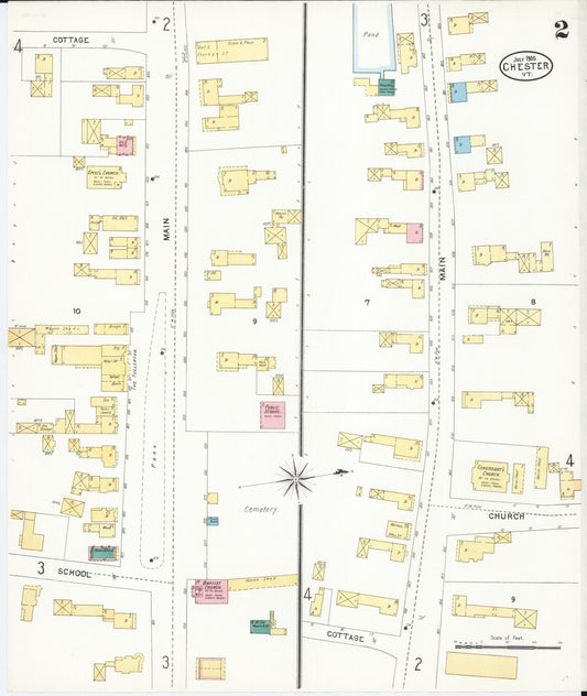 Sanborn Fire Insurance Map from Chester, Windsor County, Vermont (1905), Sheet #0002 - Historic Sanborn Fire Insurance Map Print, vintage old map wall art, antique decor, genealogy gift, Vermont Vermont map