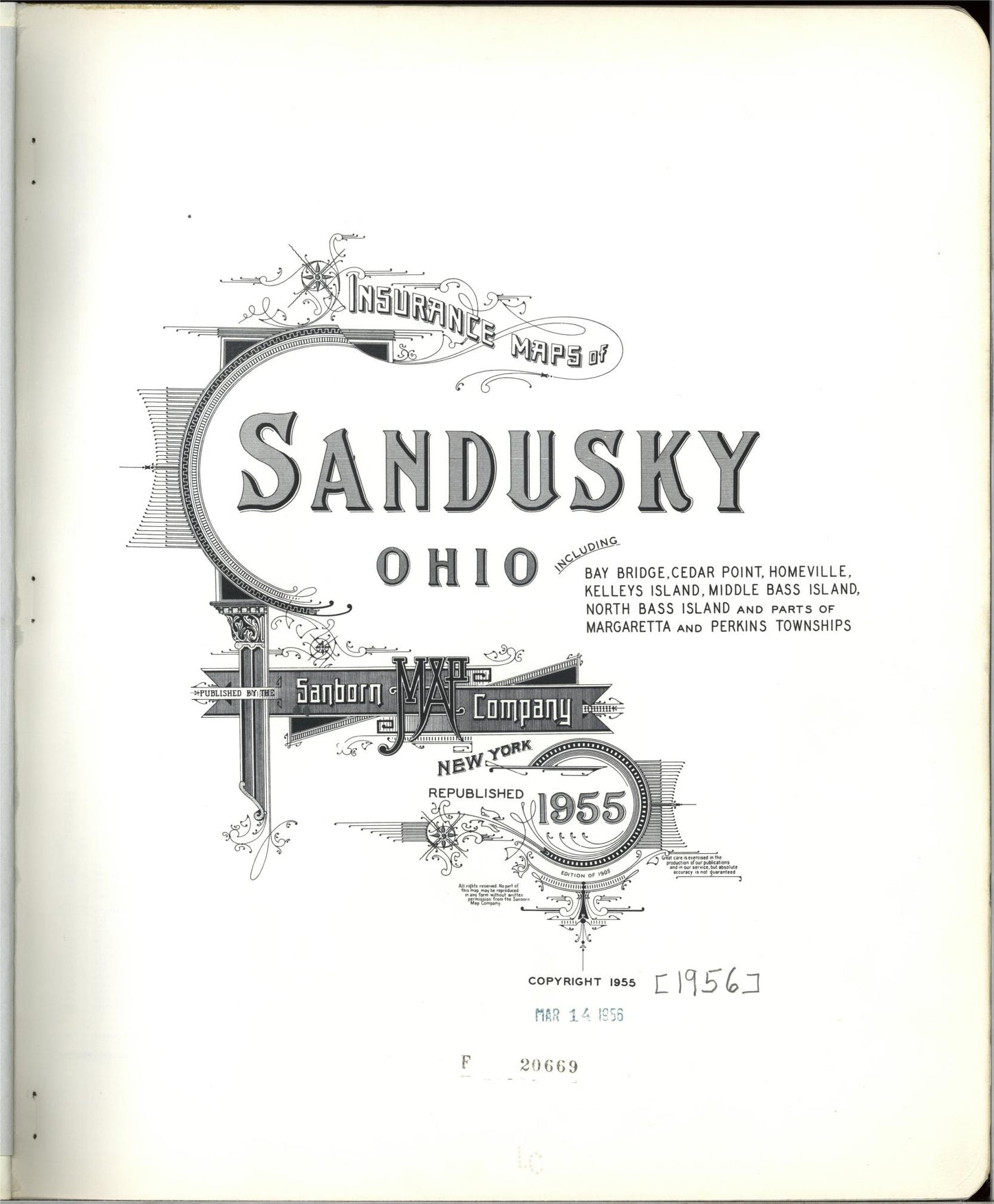 Sanborn Fire Insurance Map from Sandusky, Erie County, Ohio (1955), Sheet #0001 - Historic Sanborn Fire Insurance Map Print, vintage old map wall art, antique decor, genealogy gift, Ohio Ohio map