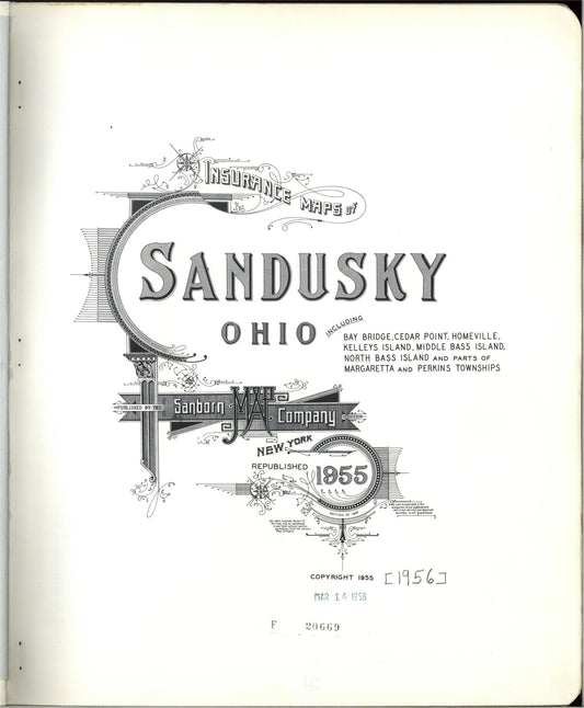 Sanborn Fire Insurance Map from Sandusky, Erie County, Ohio (1955), Sheet #0001 - Historic Sanborn Fire Insurance Map Print, vintage old map wall art, antique decor, genealogy gift, Ohio Ohio map