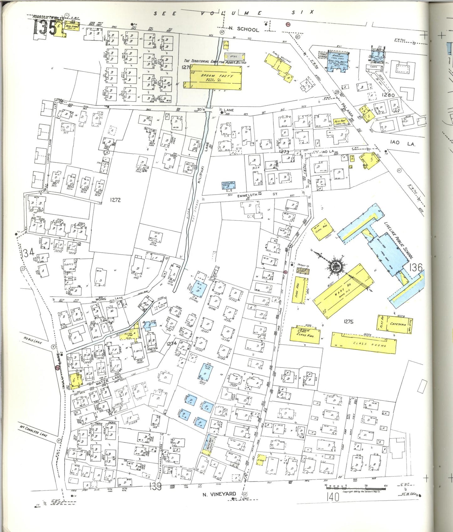Sanborn Fire Insurance Map from Honolulu, Oahu County, Hawaii (1955), Sheet #0135 - Historic Sanborn Fire Insurance Map Print