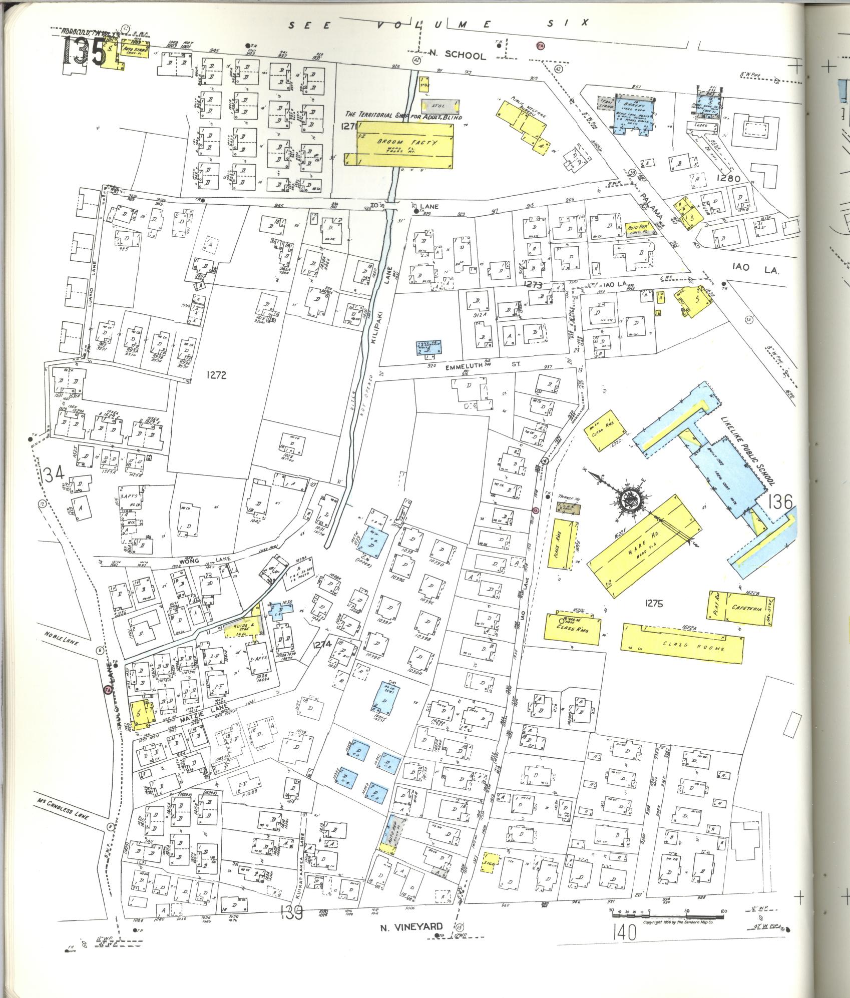 Sanborn Fire Insurance Map from Honolulu, Oahu County, Hawaii (1955), Sheet #0135 - Historic Sanborn Fire Insurance Map Print