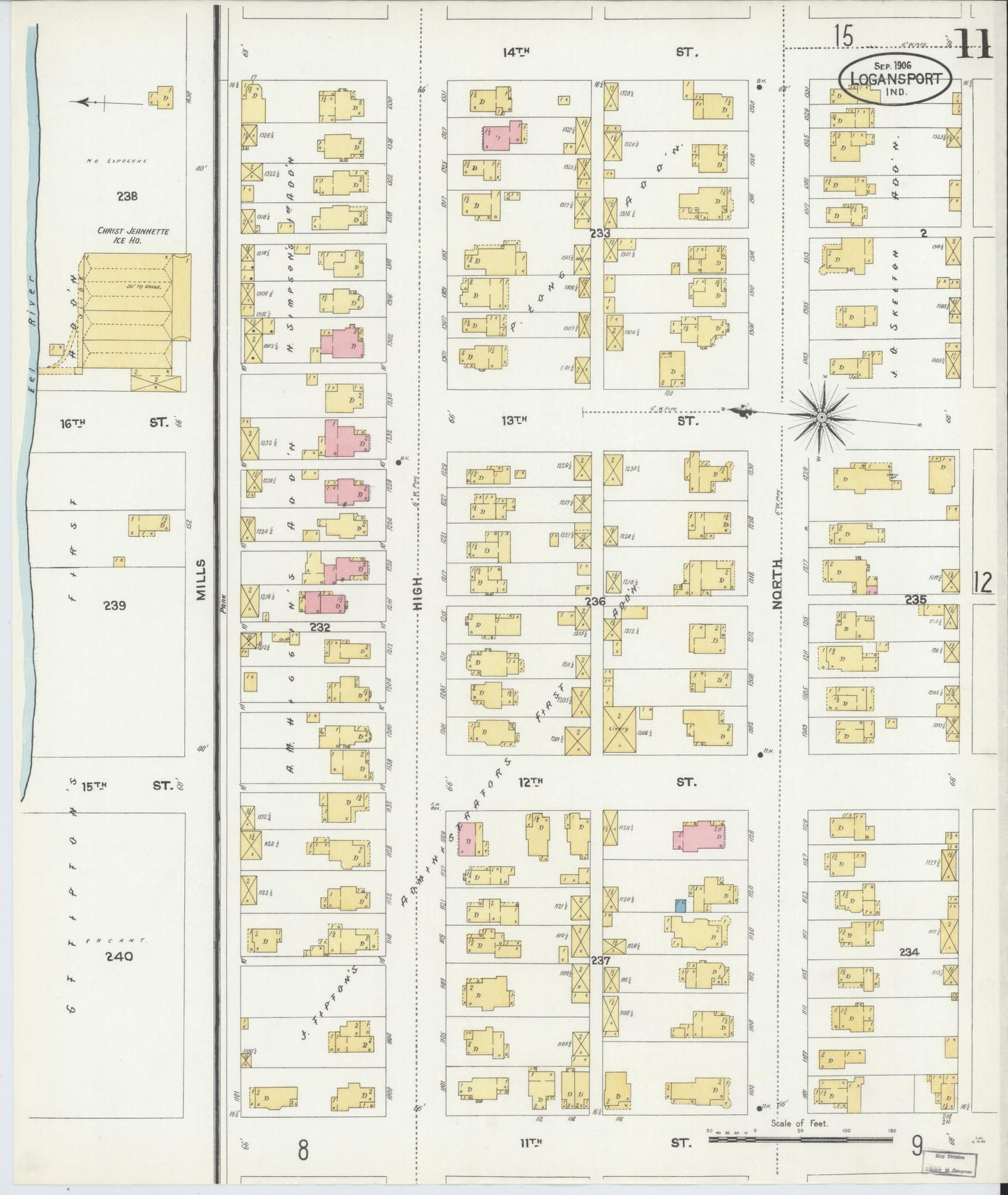 Sanborn Fire Insurance Map from Logansport, Cass County, Indiana (1906), Sheet #0011 - Complete Map Set gallery image, historic Sanborn map, vintage wall art, Indiana Indiana