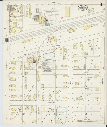Sanborn Fire Insurance Map from Archbold, Fulton County, Ohio (1914), Sheet #0004 - Historic Sanborn Fire Insurance Map Print, vintage old map wall art, antique decor, genealogy gift, Ohio Ohio map