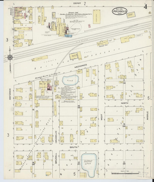 Sanborn Fire Insurance Map from Archbold, Fulton County, Ohio (1914), Sheet #0004 - Historic Sanborn Fire Insurance Map Print, vintage old map wall art, antique decor, genealogy gift, Ohio Ohio map
