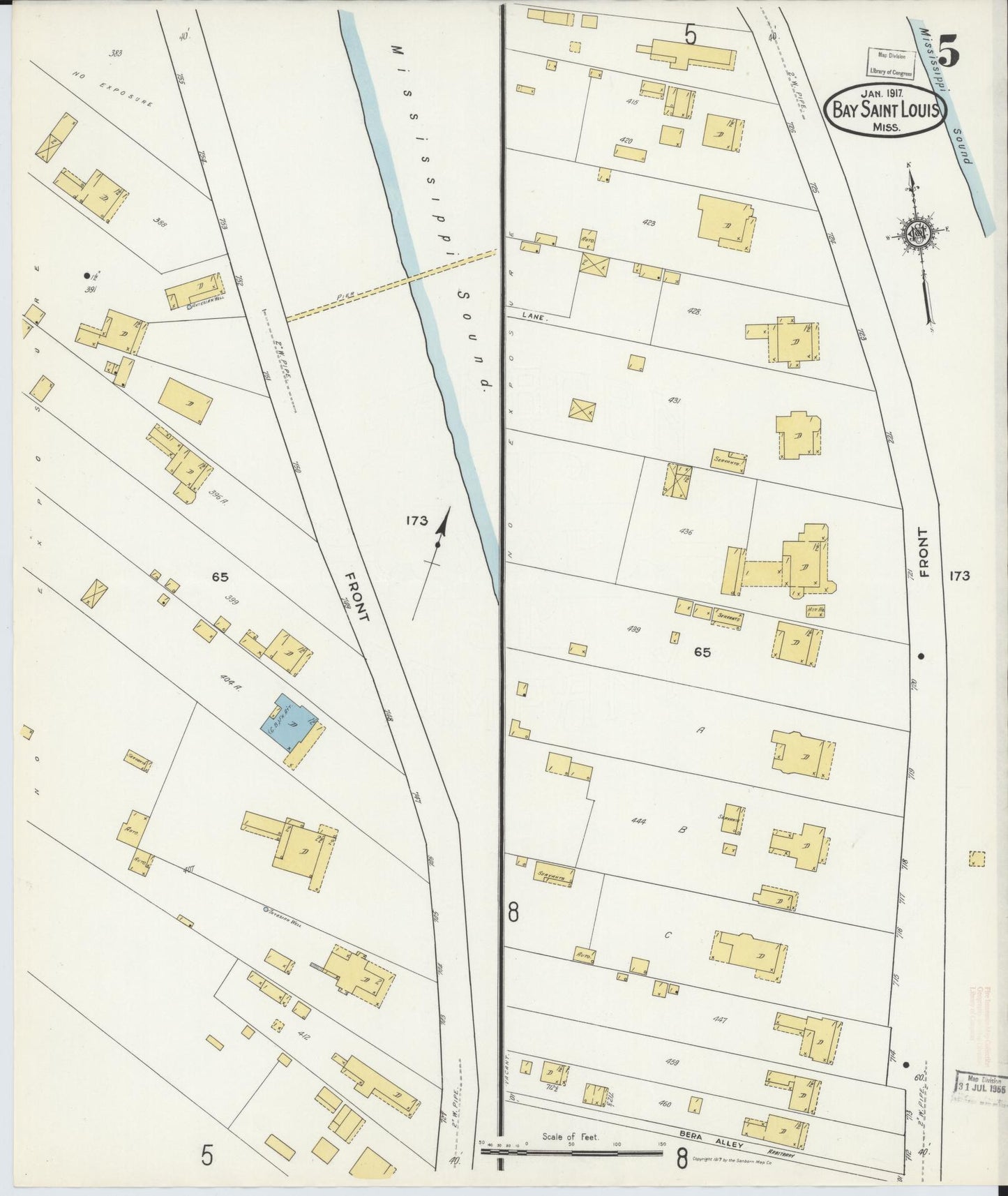 Sanborn Fire Insurance Map from Bay Saint Louis, Hancock County, Mississippi (1917), Sheet #0005 - Complete Map Set gallery image, historic Sanborn map, vintage wall art, Mississippi Mississippi