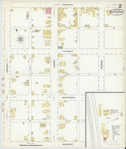 Sanborn Fire Insurance Map from New Florence, Westmoreland County, Pennsylvania (1908), Sheet #0002 - Historic Sanborn Fire Insurance Map Print, vintage old map wall art, antique decor, genealogy gift, Pennsylvania Pennsylvania map