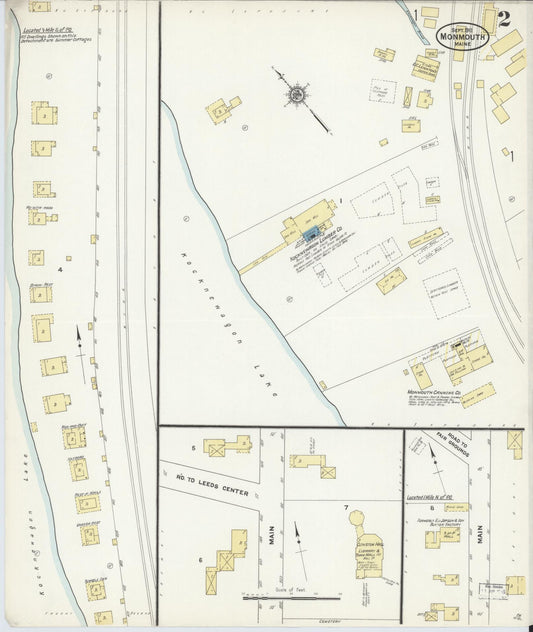Sanborn Fire Insurance Map from Monmouth, Kennebec County, Maine (1911), Sheet #0002 - Historic Sanborn Fire Insurance Map Print, vintage old map wall art, antique decor, genealogy gift, Maine Maine map