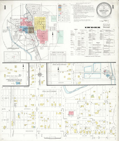 Sanborn Fire Insurance Map from Marion, Marion County, Kansas (1935), Sheet #0001 - Complete Map Set gallery image, historic Sanborn map, vintage wall art, Kansas Kansas