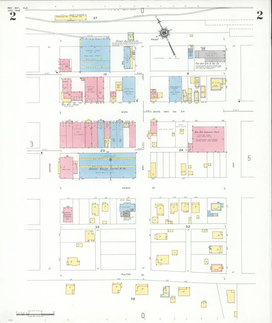 Sanborn Fire Insurance Map from Red Bay, Franklin County, Alabama (1949), Sheet #0002 - Historic Sanborn Fire Insurance Map Print, vintage old map wall art, antique decor, genealogy gift, Alabama Alabama map