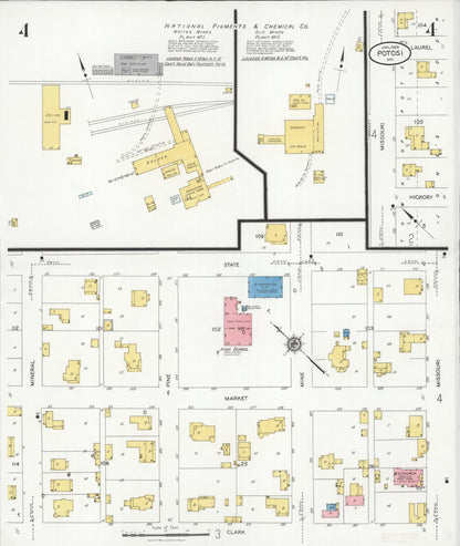 Sanborn Fire Insurance Map from Potosi, Washington County, Missouri (1929), Sheet #0004 - Historic Sanborn Fire Insurance Map Print, vintage old map wall art, antique decor, genealogy gift, Missouri Missouri map