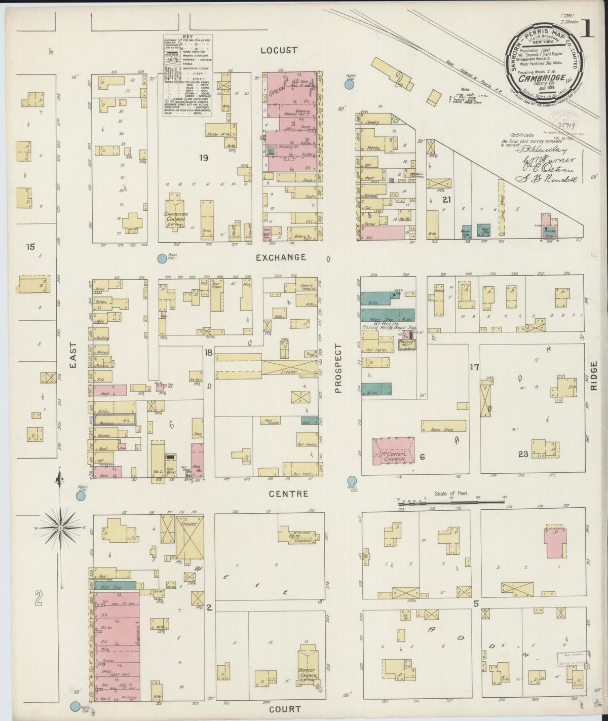 Sanborn Fire Insurance Map from Cambridge, Henry County, Illinois (1894), Sheet #0001 - Complete Map Set gallery image, historic Sanborn map, vintage wall art, Illinois Illinois