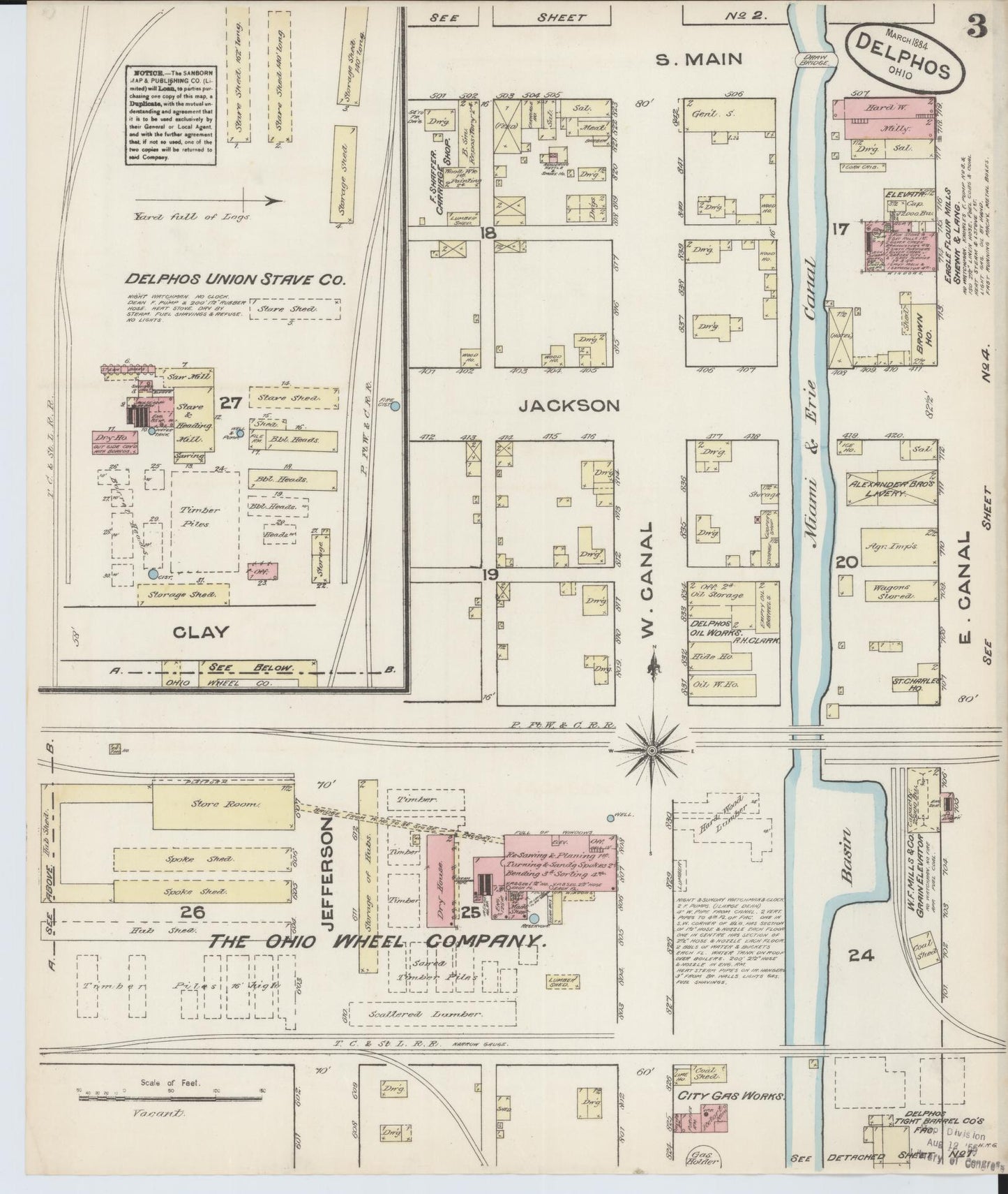 Sanborn Fire Insurance Map from Delphos, Van Wert And Allen Counties, Ohio (1884), Sheet #0003 - Historic Sanborn Fire Insurance Map Print, vintage old map wall art, antique decor, genealogy gift, Ohio Ohio map