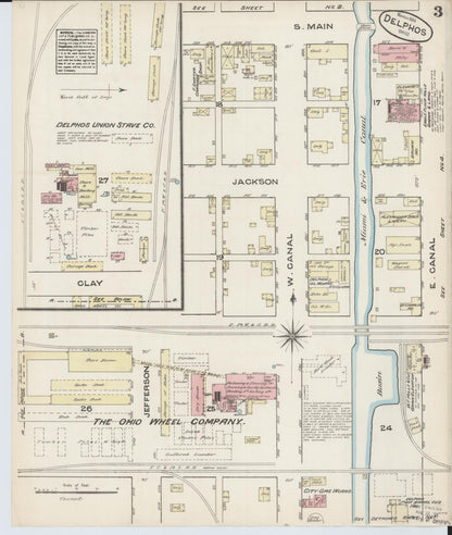 Sanborn Fire Insurance Map from Delphos, Van Wert And Allen Counties, Ohio (1884), Sheet #0003 - Historic Sanborn Fire Insurance Map Print, vintage old map wall art, antique decor, genealogy gift, Ohio Ohio map