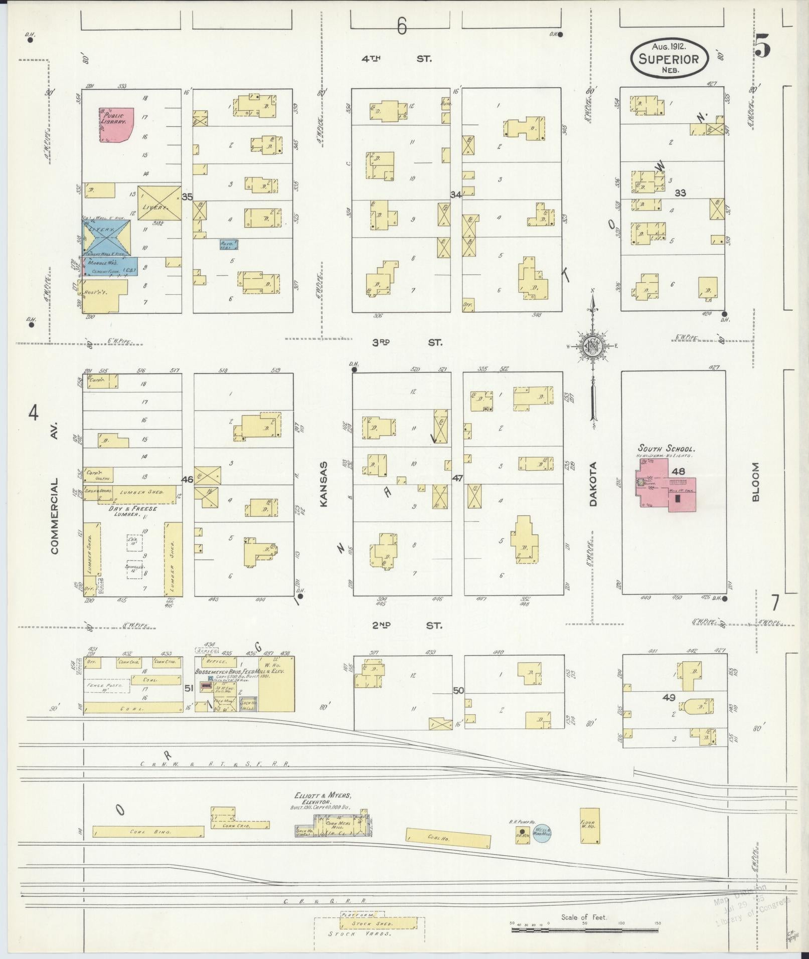 Sanborn Fire Insurance Map from Superior, Nuckolls County, Nebraska (1912), Sheet #0005 - Historic Sanborn Fire Insurance Map Print, vintage old map wall art, antique decor, genealogy gift, Nebraska Nebraska map