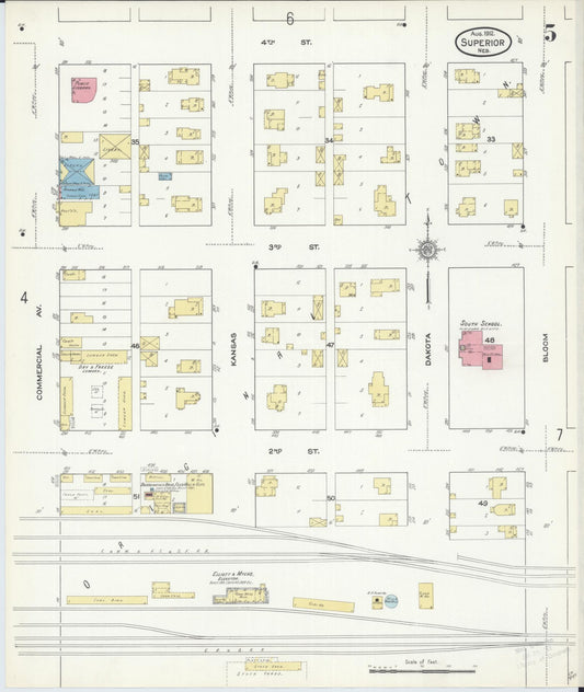 Sanborn Fire Insurance Map from Superior, Nuckolls County, Nebraska (1912), Sheet #0005 - Historic Sanborn Fire Insurance Map Print, vintage old map wall art, antique decor, genealogy gift, Nebraska Nebraska map