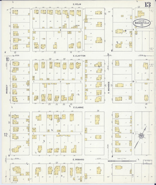 Sanborn Fire Insurance Map from Brookfield, Linn County, Missouri (1911), Sheet #0013 - Historic Sanborn Fire Insurance Map Print, vintage old map wall art, antique decor, genealogy gift, Missouri Missouri map