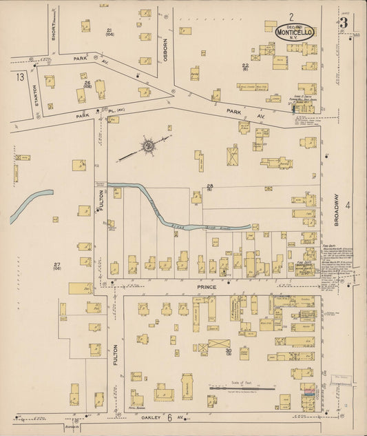 Sanborn Fire Insurance Map from Monticello, Sullivan County, New York (1921), Sheet #0003 - Historic Sanborn Fire Insurance Map Print, vintage old map wall art, antique decor, genealogy gift, New York New York map