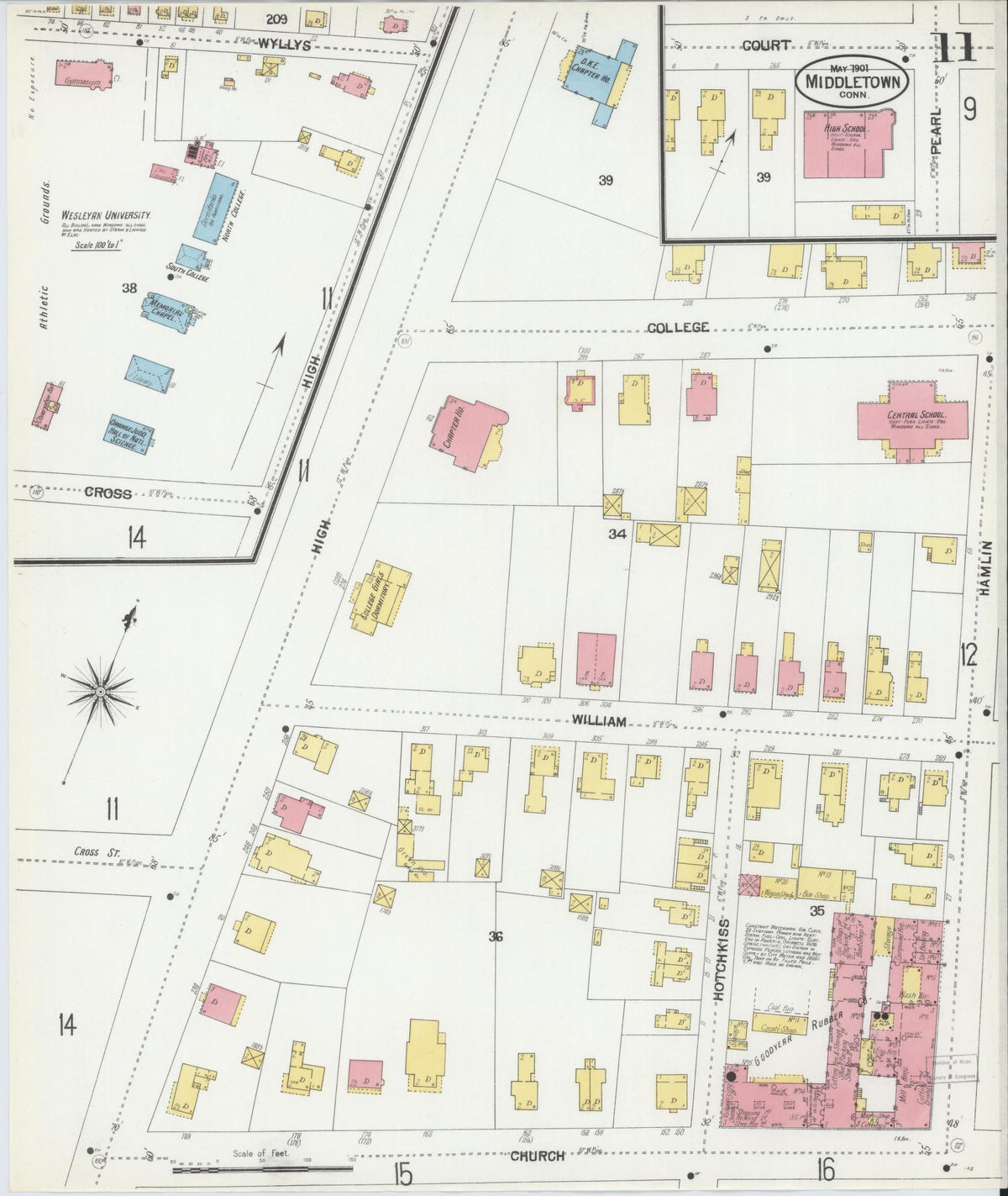 Sanborn Fire Insurance Map from Middletown, Middlesex County, Connecticut (1901), Sheet #0011 - Historic Sanborn Fire Insurance Map Print, vintage old map wall art, antique decor, genealogy gift, Connecticut Connecticut map