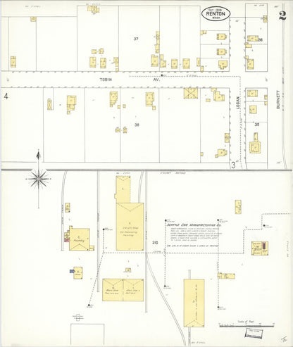 Sanborn Fire Insurance Map from Renton, King County, Washington (1909), Sheet #0002 - Complete Map Set gallery image, historic Sanborn map, vintage wall art, Washington Washington