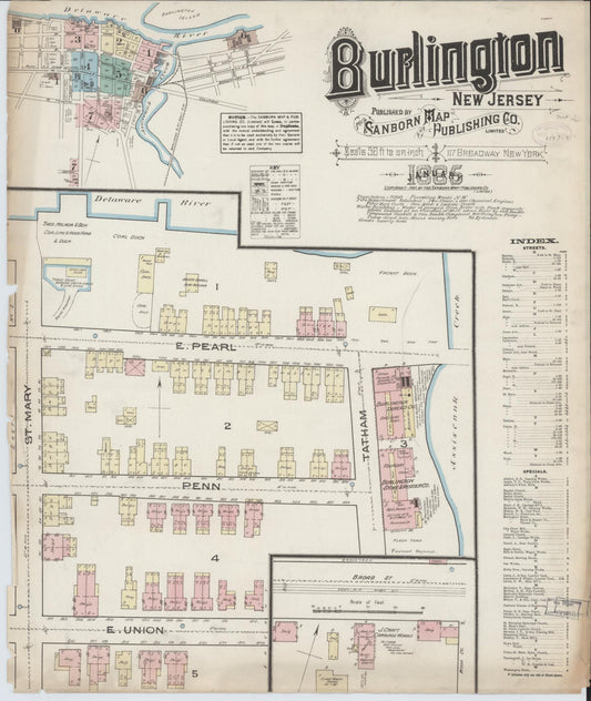 Sanborn Fire Insurance Map from Burlington, Burlington County, New Jersey. (1885) – Historic Sanborn Fire Insurance Map Print