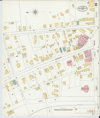 Sanborn Fire Insurance Map from Plymouth, Huron And Richland Counties, Ohio (1904), Sheet #0002 - Historic Sanborn Fire Insurance Map Print, vintage old map wall art, antique decor, genealogy gift, Ohio Ohio map
