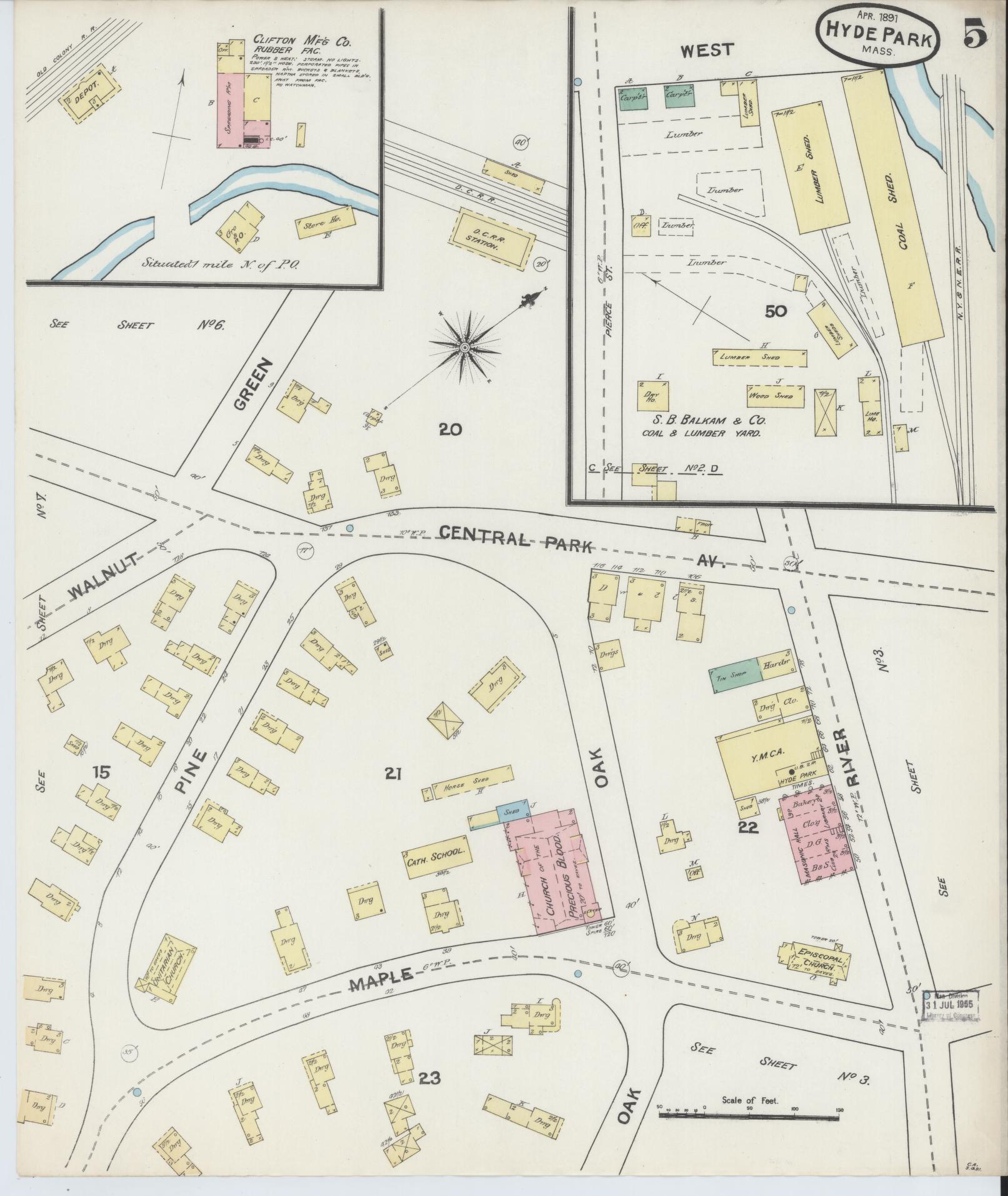 Sanborn Fire Insurance Map from Hyde Park, Norfolk County, Massachusetts (1891), Sheet #0005 - Complete Map Set gallery image, historic Sanborn map, vintage wall art, Massachusetts Massachusetts