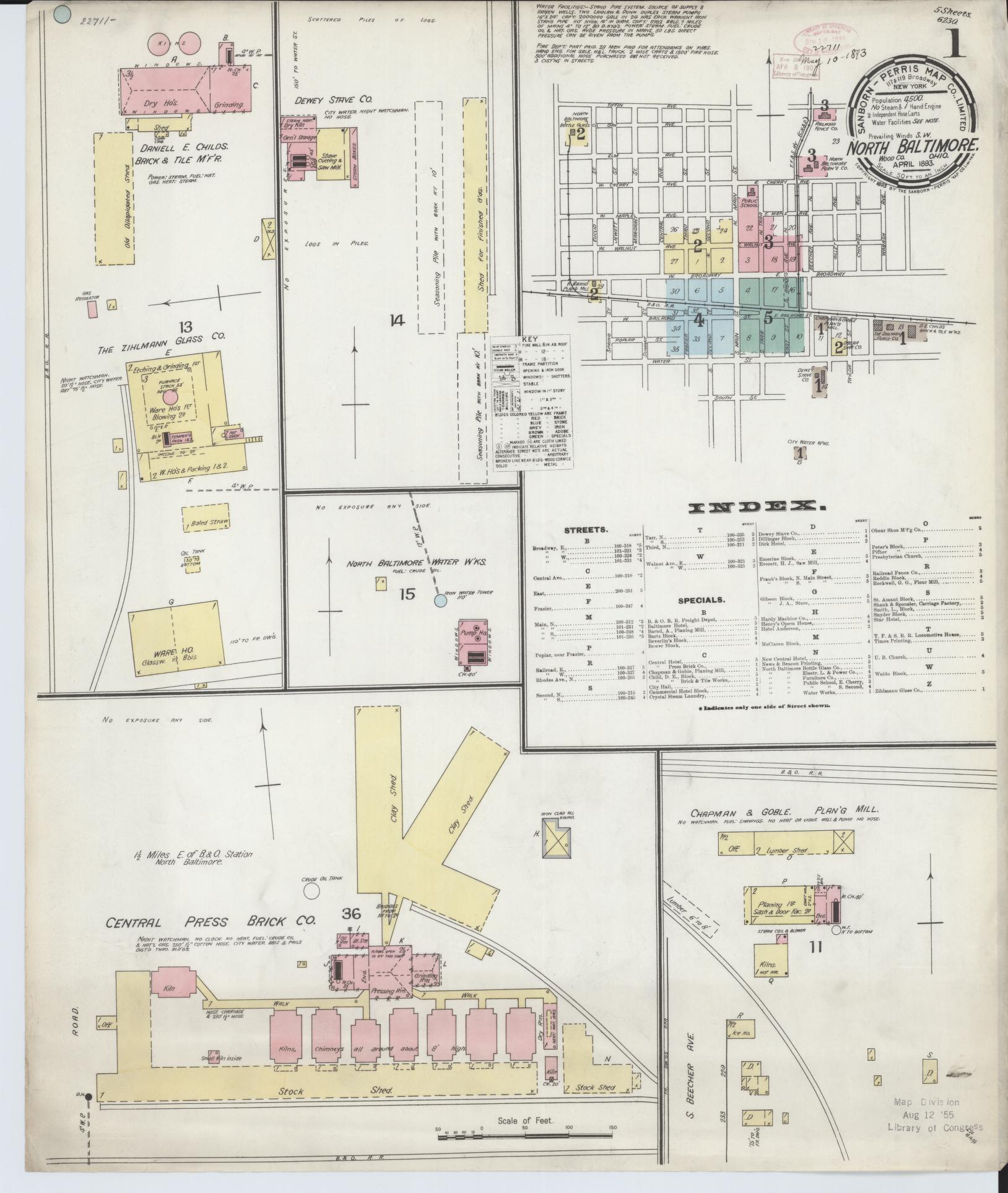 Sanborn Fire Insurance Map from North Baltimore, Wood County, Ohio (1893), Sheet #0001 - Historic Sanborn Fire Insurance Map Print, vintage old map wall art, antique decor, genealogy gift, Ohio Ohio map