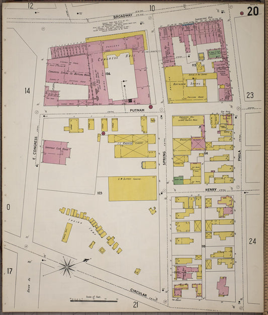 Sanborn Fire Insurance Map from Saratoga, Saratoga County, New York (1900), Sheet #0020 - Historic Sanborn Fire Insurance Map Print, vintage old map wall art, antique decor, genealogy gift, New York New York map