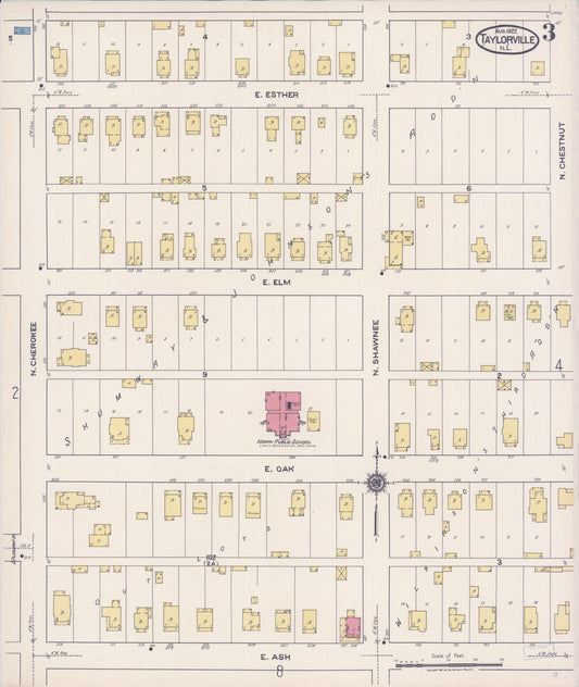 Sanborn Fire Insurance Map from Taylorville, Christian County, Illinois (1922), Sheet #0003 - Historic Sanborn Fire Insurance Map Print, vintage old map wall art, antique decor, genealogy gift, Illinois Illinois map