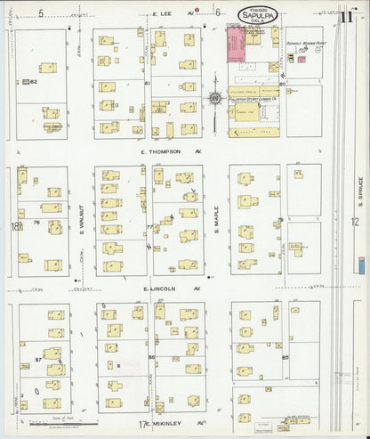 Sanborn Fire Insurance Map from Sapulpa, Creek County, Oklahoma (1920), Sheet #0011 - Complete Map Set gallery image, historic Sanborn map, vintage wall art, Oklahoma Oklahoma
